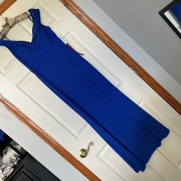Royal Blue Bardot Off The Shoulder Evening Gown 8P NWT - Picture 3 of 8